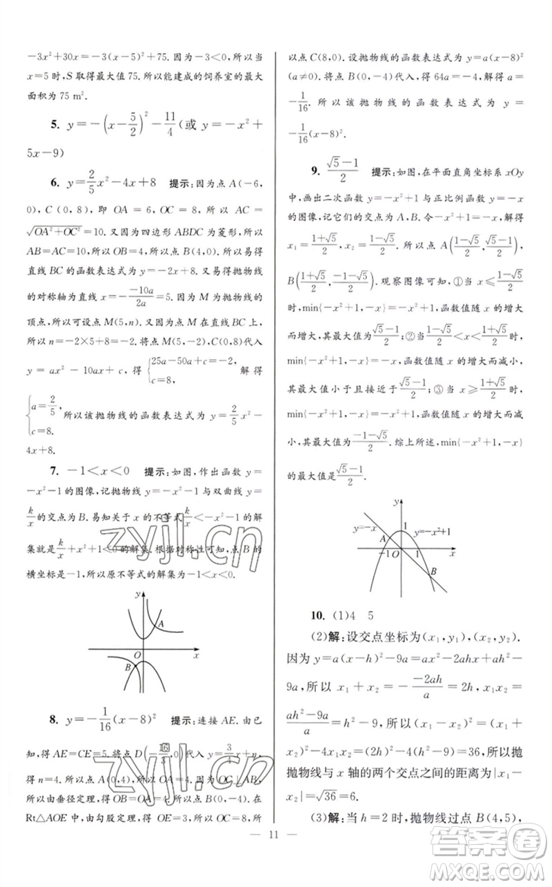 江蘇鳳凰科學(xué)技術(shù)出版社2023初中數(shù)學(xué)小題狂做九年級(jí)下冊(cè)蘇科版巔峰版參考答案