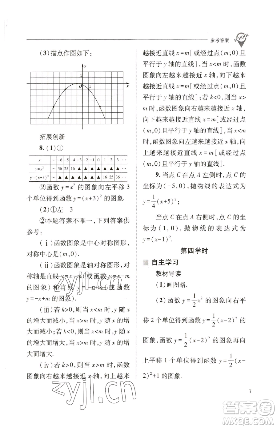 山西教育出版社2023新課程問題解決導(dǎo)學(xué)方案九年級下冊數(shù)學(xué)華東師大版參考答案