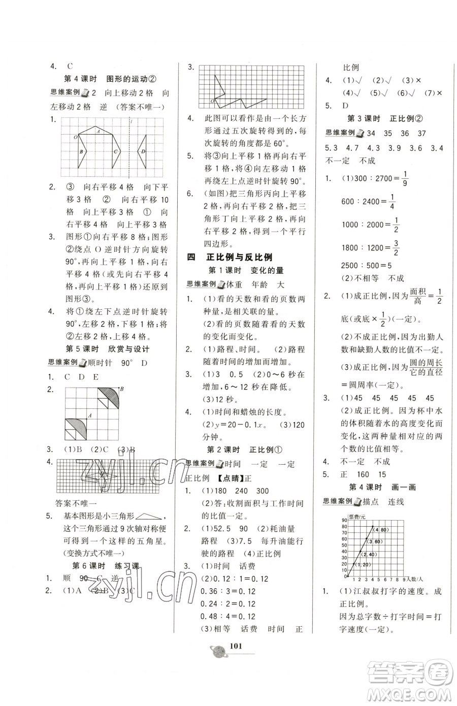 延邊大學(xué)出版社2023世紀(jì)金榜金榜小博士六年級(jí)下冊(cè)數(shù)學(xué)北師大版參考答案