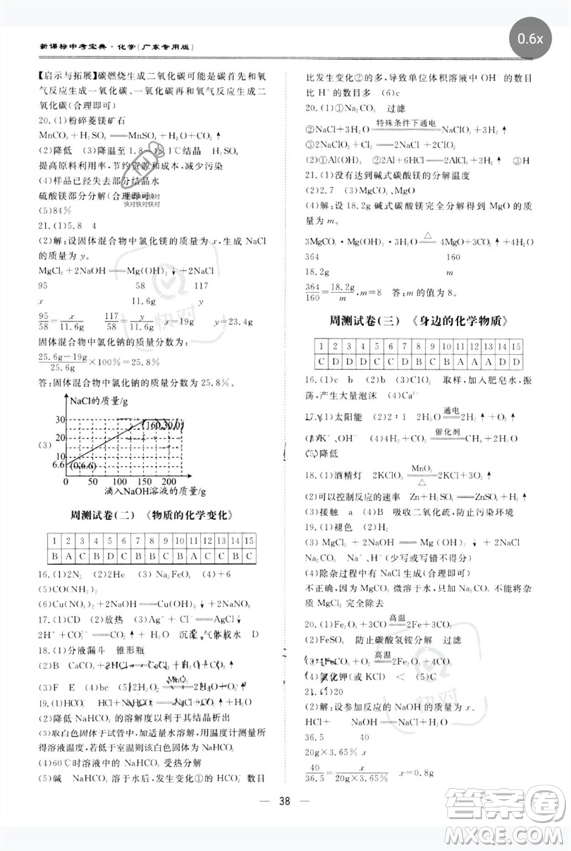 世界圖書(shū)出版公司2023新課標(biāo)中考寶典九年級(jí)化學(xué)通用版廣東專(zhuān)版參考答案