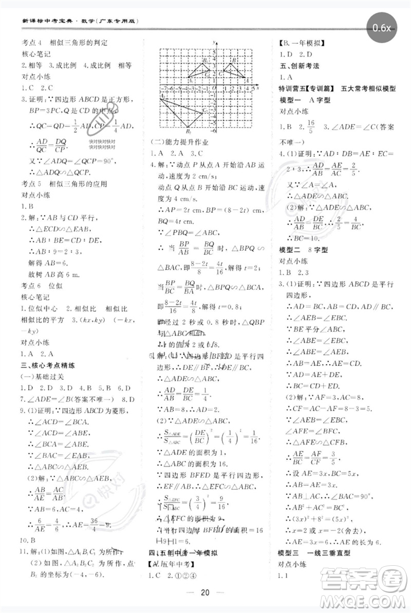 世界圖書出版公司2023新課標(biāo)中考寶典九年級數(shù)學(xué)通用版廣東專版參考答案