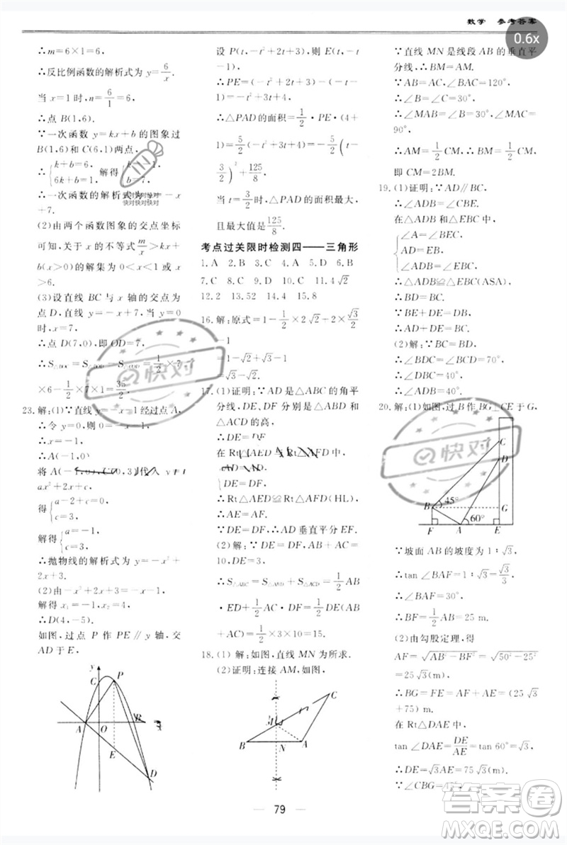 世界圖書出版公司2023新課標(biāo)中考寶典九年級數(shù)學(xué)通用版廣東專版參考答案