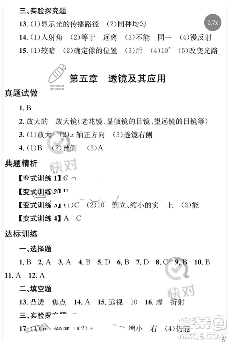 團(tuán)結(jié)出版社2023劍指中考九年級(jí)物理通用版益陽專版參考答案