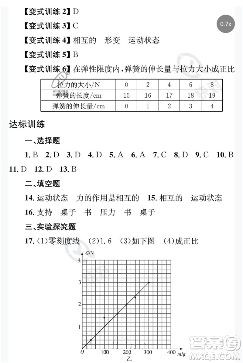 團(tuán)結(jié)出版社2023劍指中考九年級(jí)物理通用版益陽專版參考答案