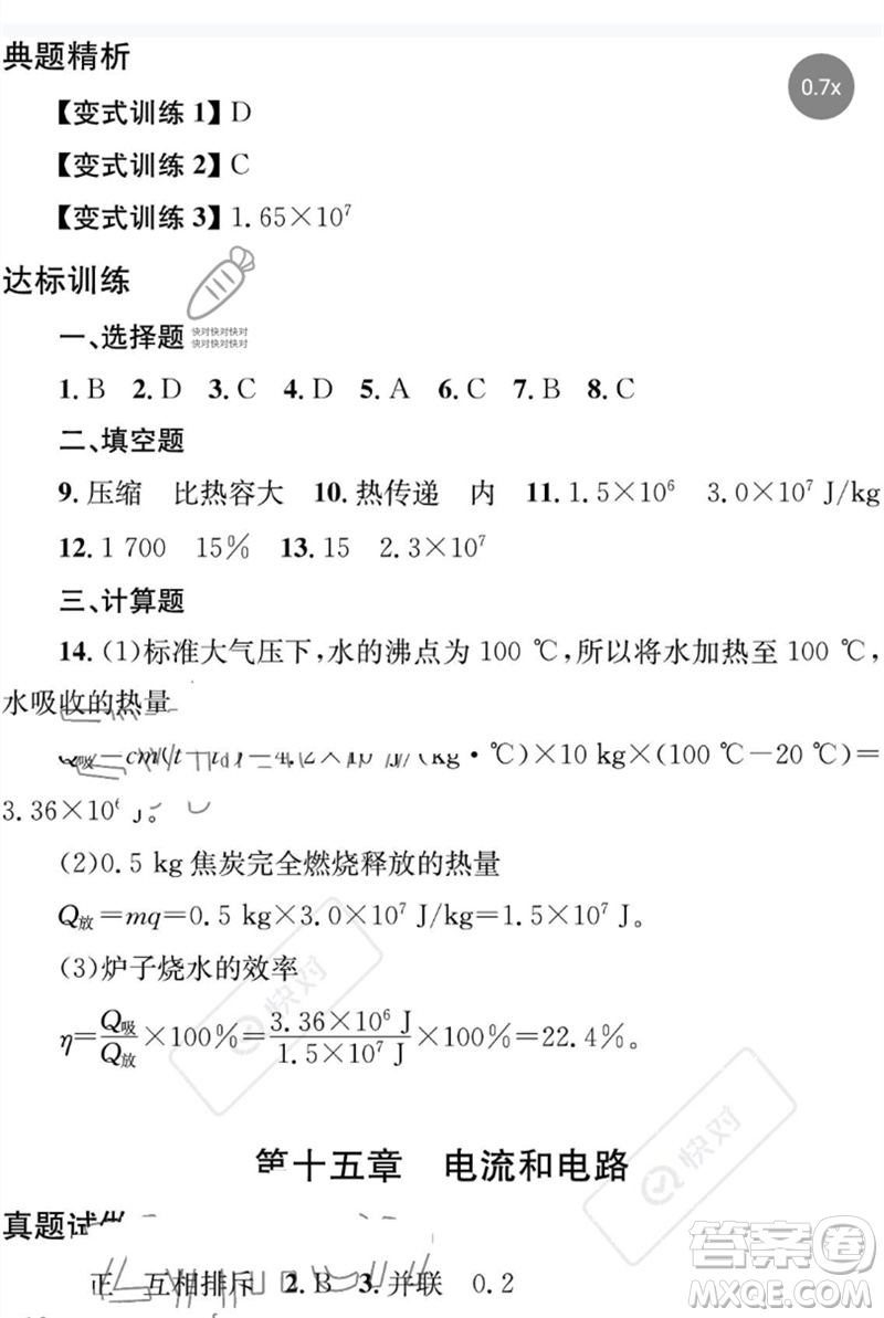 團(tuán)結(jié)出版社2023劍指中考九年級(jí)物理通用版益陽專版參考答案