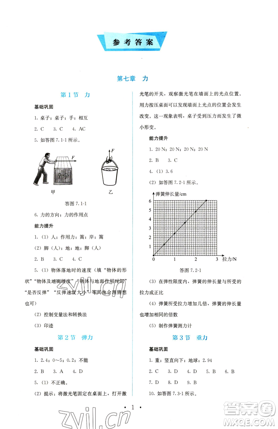 人民教育出版社2023人教金學(xué)典同步解析與測(cè)評(píng)八年級(jí)下冊(cè)物理人教版參考答案