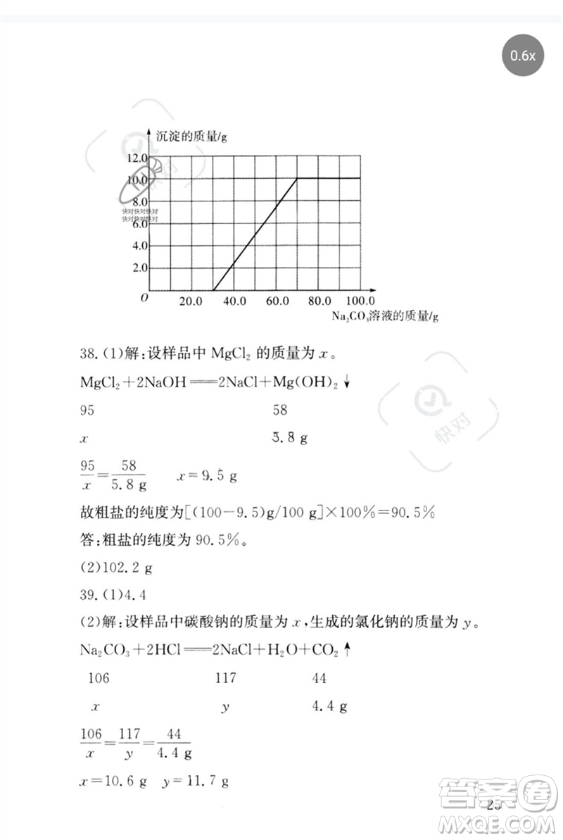 團(tuán)結(jié)出版社2023劍指中考九年級(jí)化學(xué)通用版郴州專版參考答案