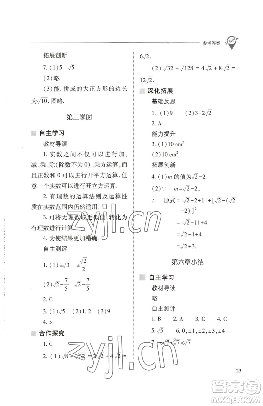 山西教育出版社2023新課程問題解決導(dǎo)學(xué)方案七年級下冊數(shù)學(xué)人教版參考答案