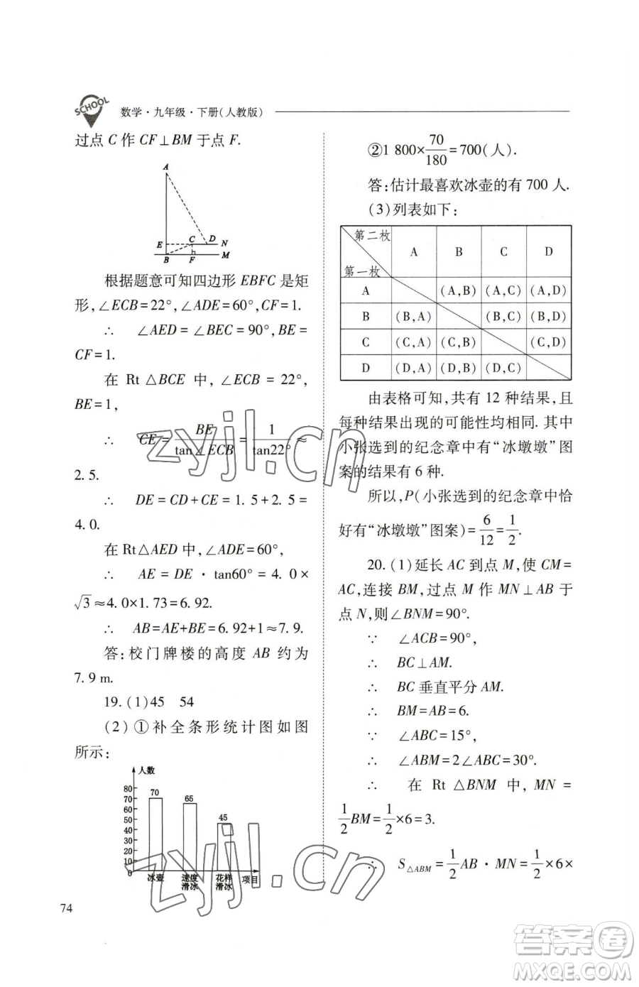 山西教育出版社2023新課程問題解決導(dǎo)學(xué)方案九年級下冊數(shù)學(xué)人教版參考答案