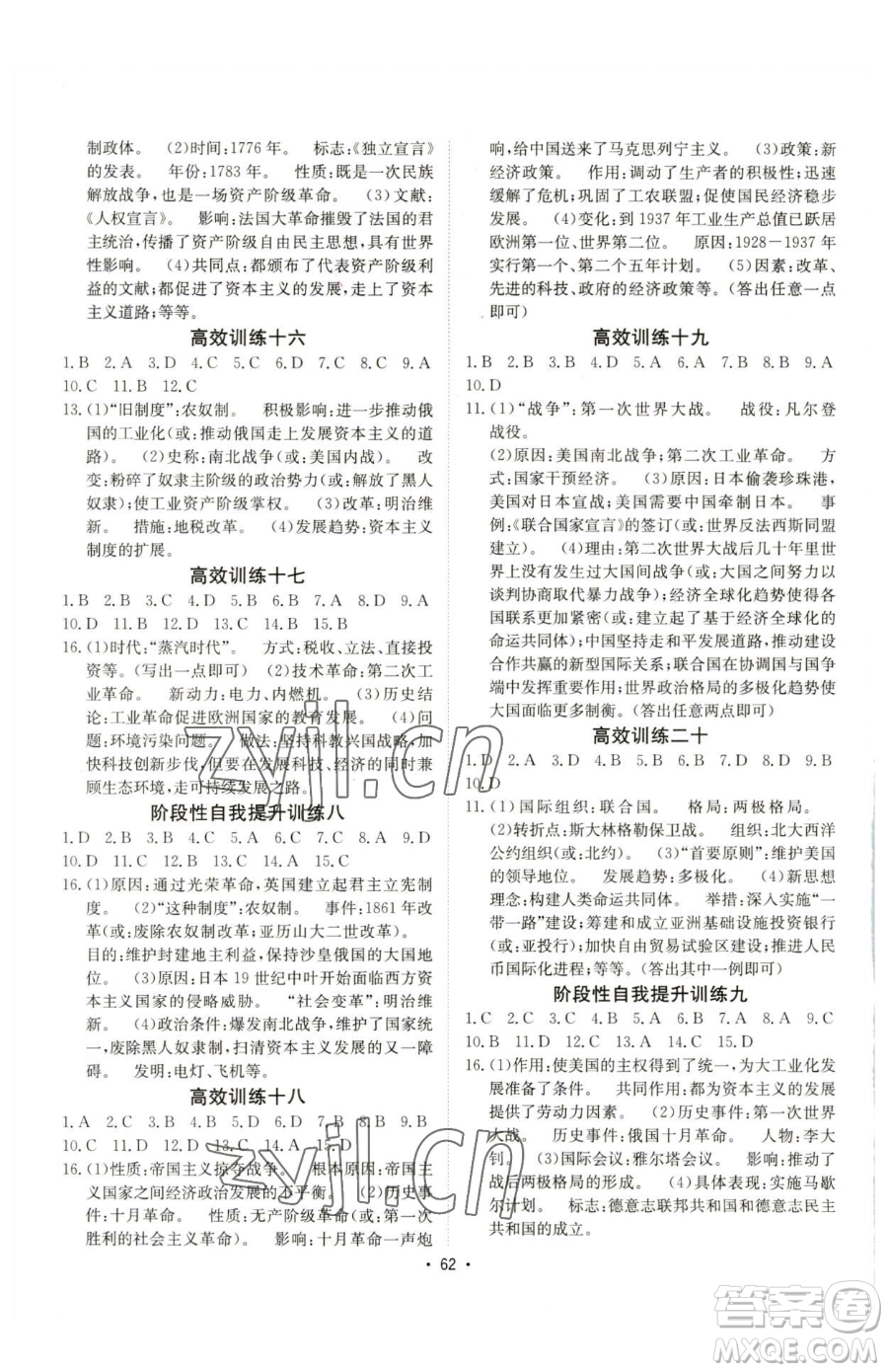 新疆青少年出版社2023升學(xué)錦囊九年級(jí)全一冊(cè)歷史泰安專(zhuān)版參考答案