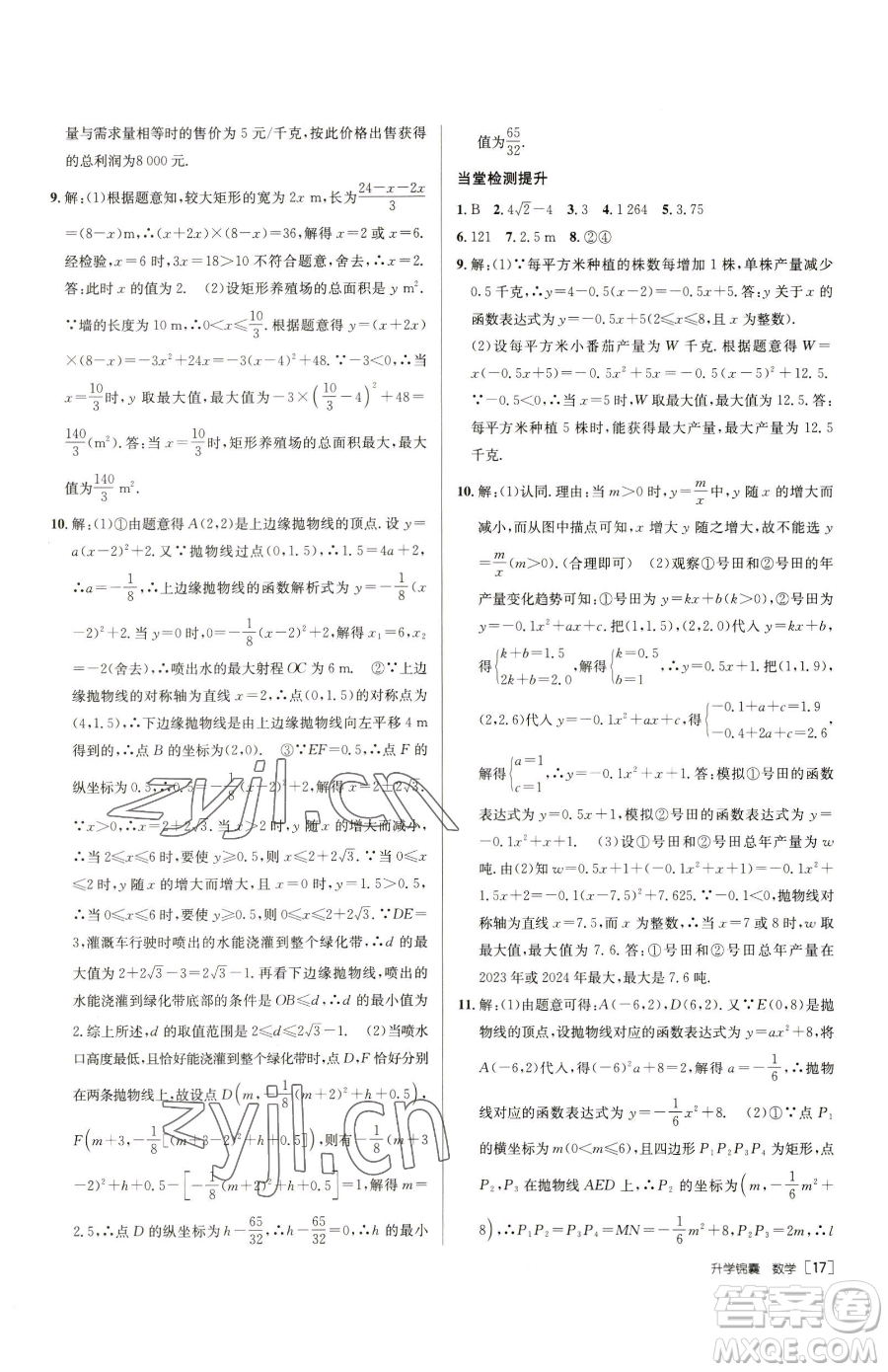 新疆青少年出版社2023升學(xué)錦囊九年級全一冊數(shù)學(xué)泰安專版參考答案