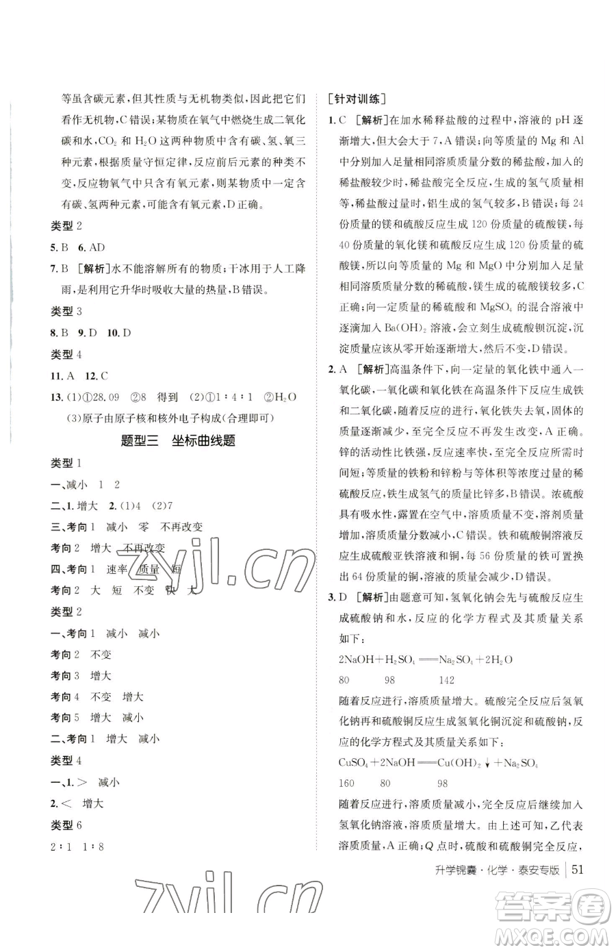 新疆青少年出版社2023升學(xué)錦囊九年級(jí)全一冊(cè)化學(xué)泰安專(zhuān)版參考答案