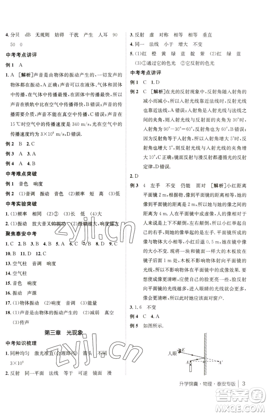 新疆青少年出版社2023升學(xué)錦囊九年級全一冊物理泰安專版參考答案