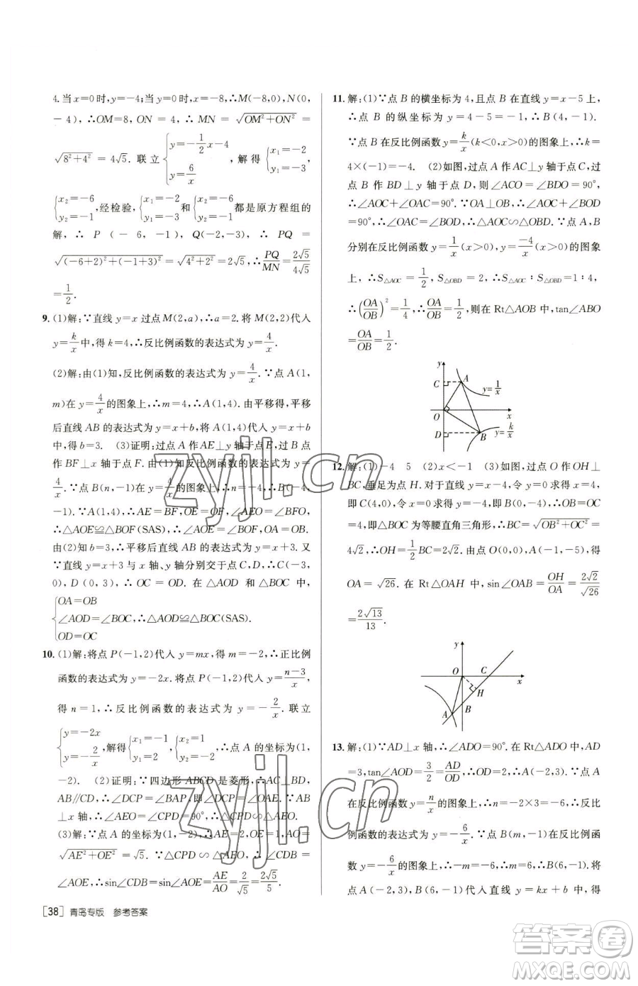 新疆青少年出版社2023升學(xué)錦囊九年級(jí)全一冊(cè)數(shù)學(xué)青島專版參考答案