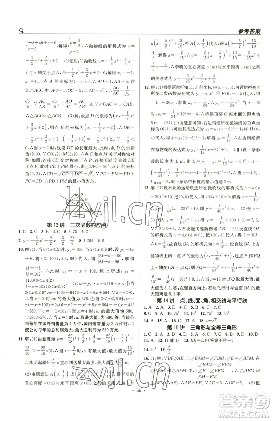 新疆青少年出版社2023升學(xué)錦囊九年級(jí)全一冊(cè)數(shù)學(xué)青島專版參考答案