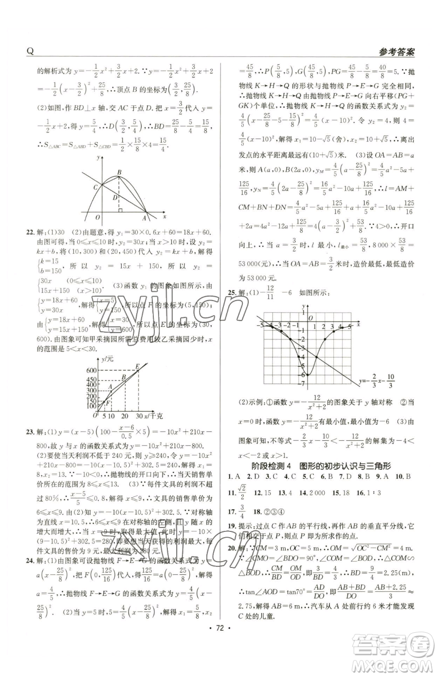 新疆青少年出版社2023升學(xué)錦囊九年級(jí)全一冊(cè)數(shù)學(xué)青島專版參考答案