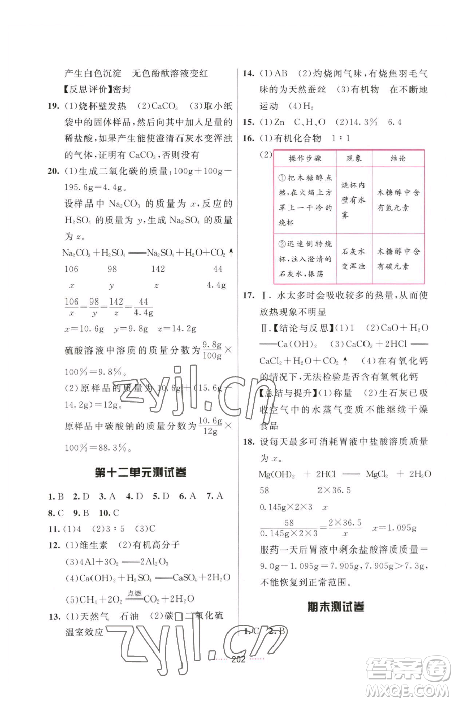 吉林教育出版社2023三維數(shù)字課堂九年級下冊化學(xué)人教版參考答案