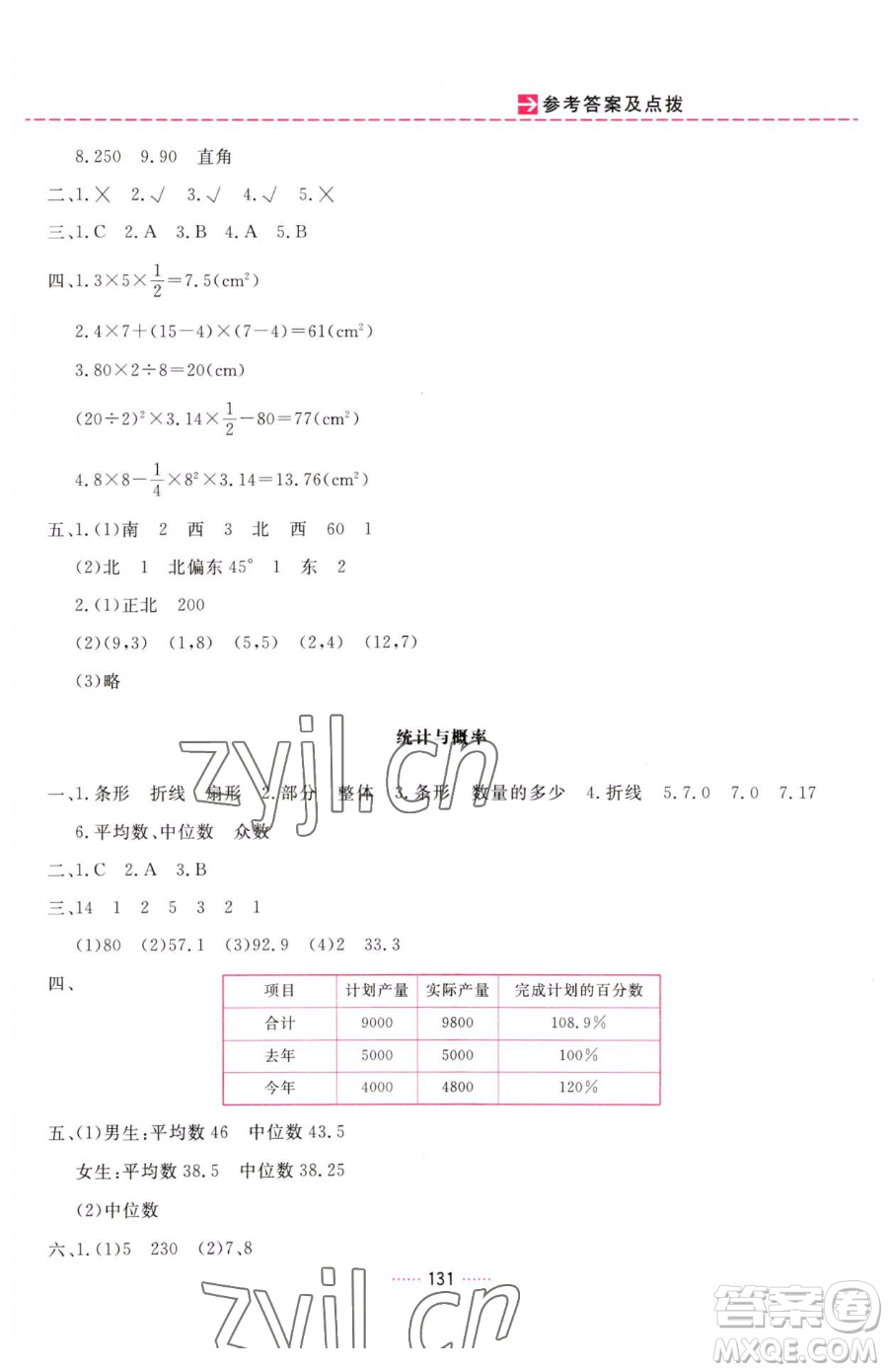 吉林教育出版社2023三維數(shù)字課堂六年級下冊數(shù)學人教版參考答案