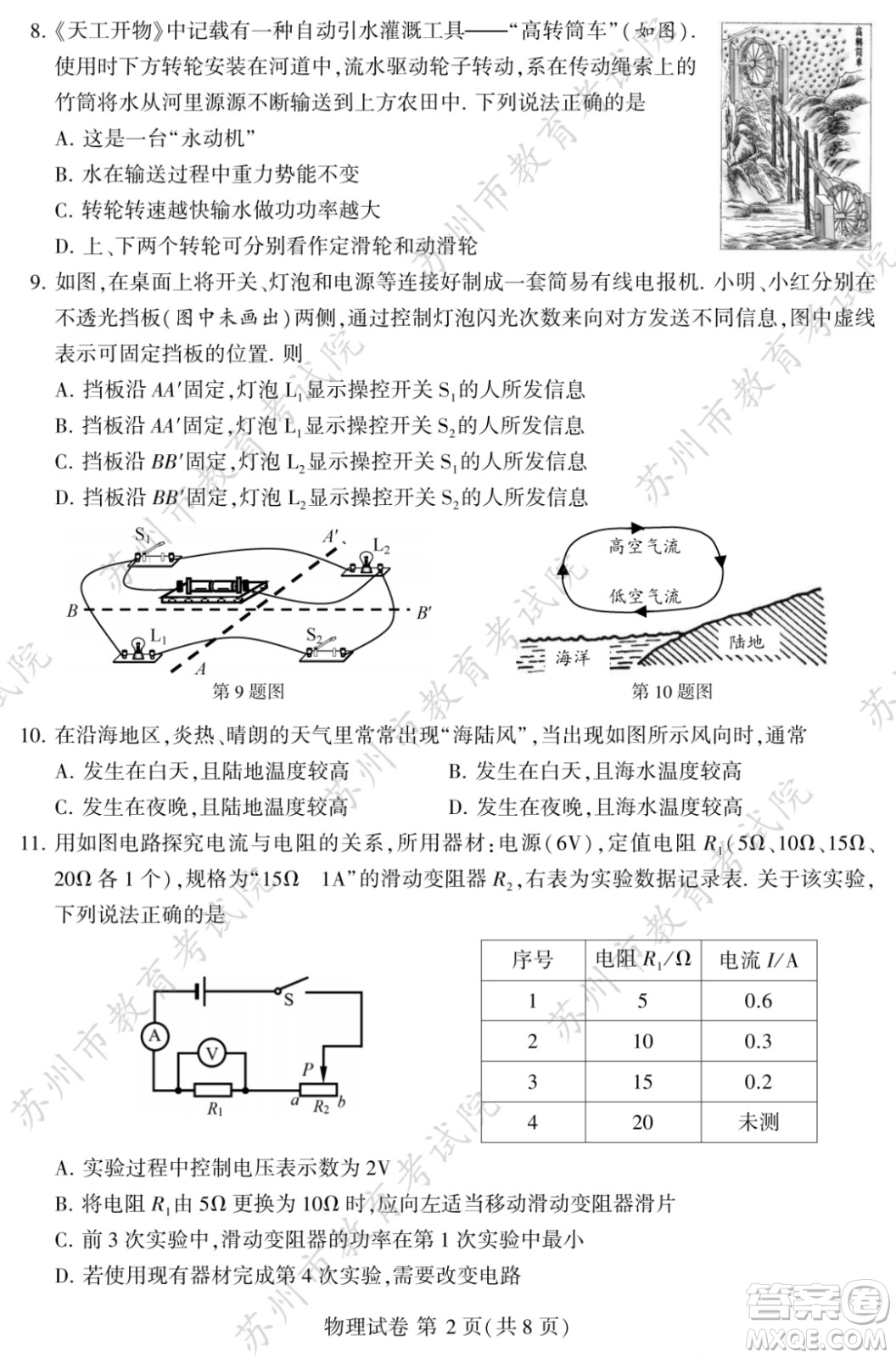 2023蘇州中考物理試卷答案