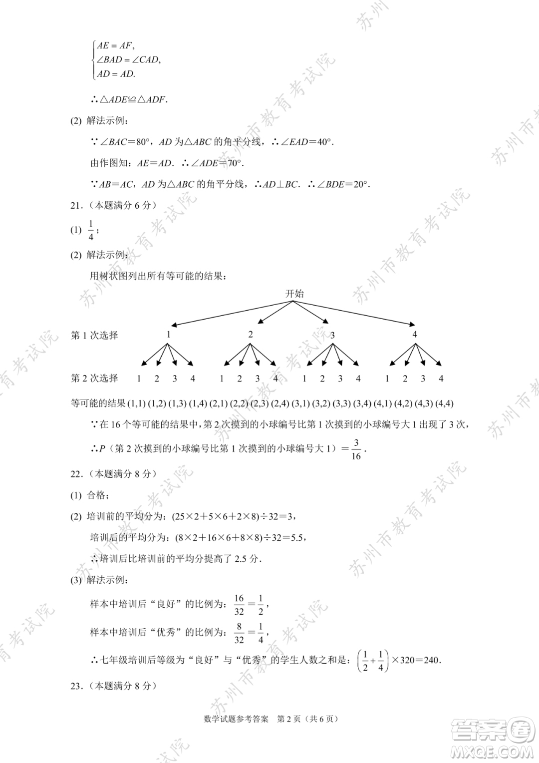 2023蘇州中考數(shù)學(xué)試卷答案