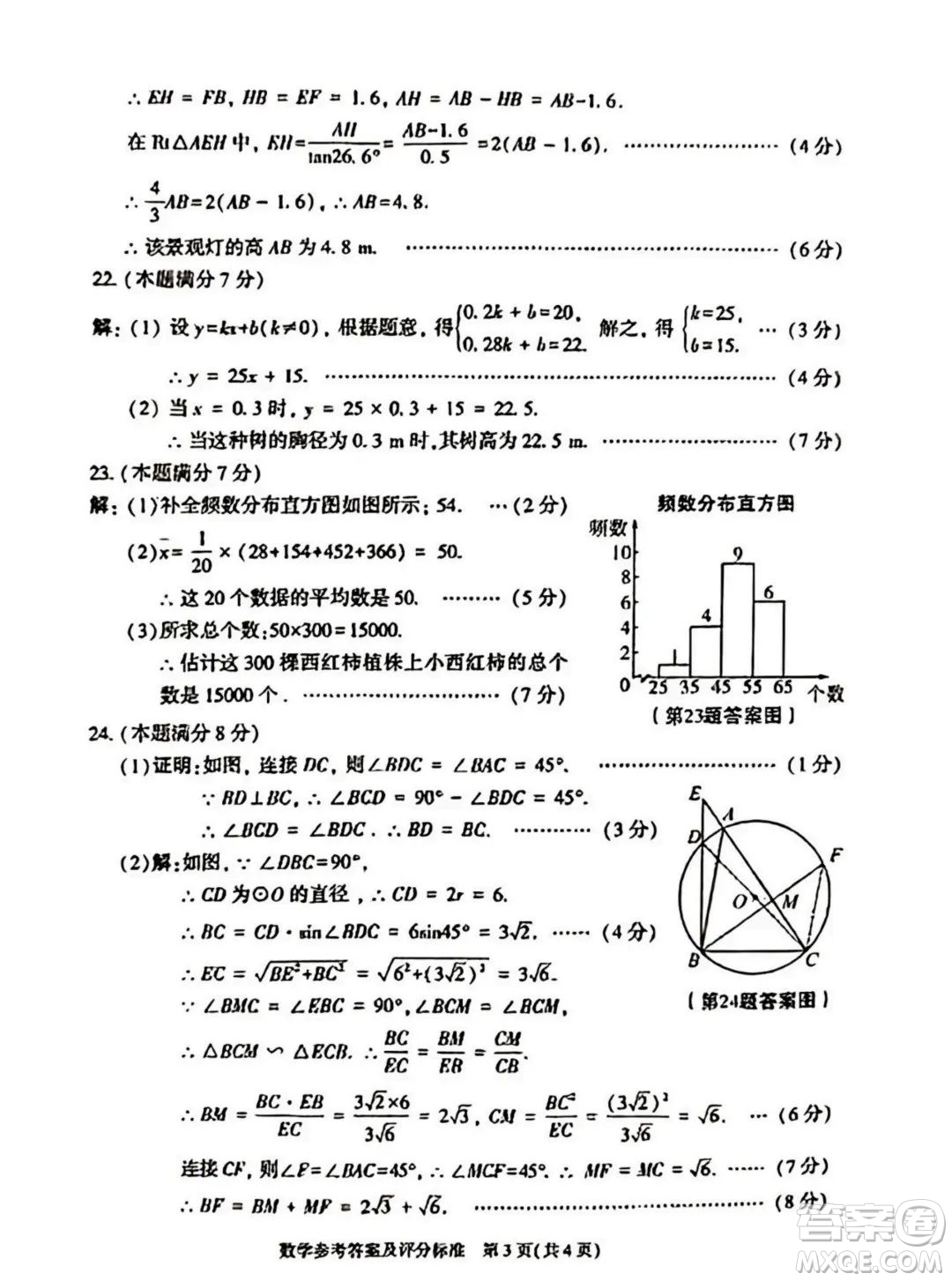 2023陜西中考數(shù)學試卷答案