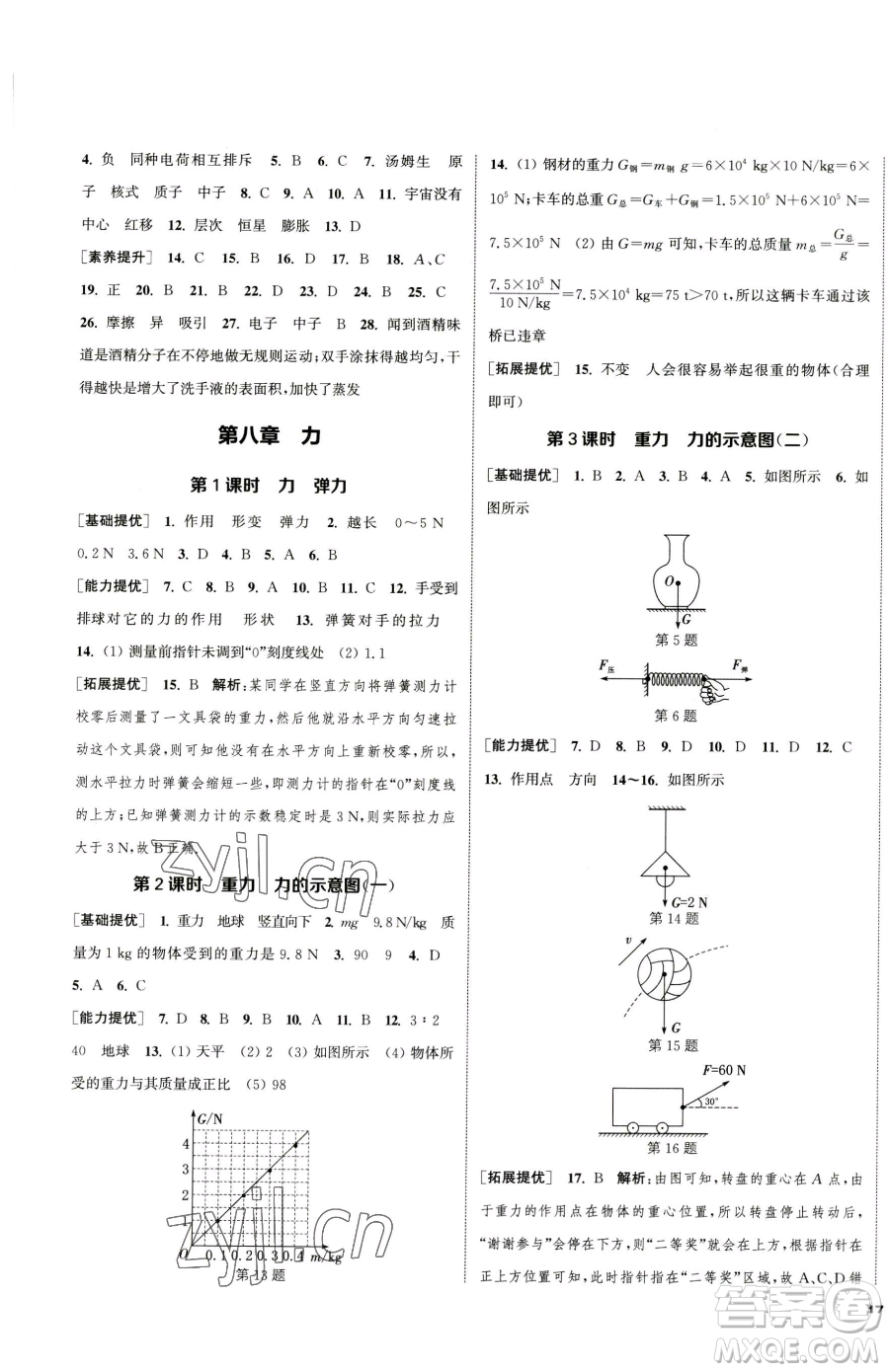 南京大學(xué)出版社2023提優(yōu)訓(xùn)練課課練八年級下冊物理蘇科版徐州專版參考答案