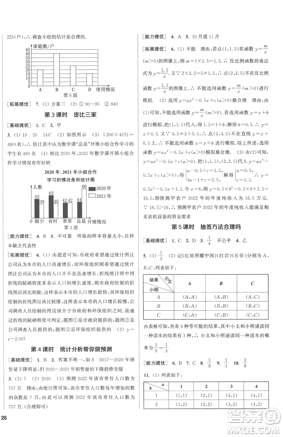 南京大學出版社2023提優(yōu)訓練課課練九年級下冊數(shù)學江蘇版徐州專版參考答案