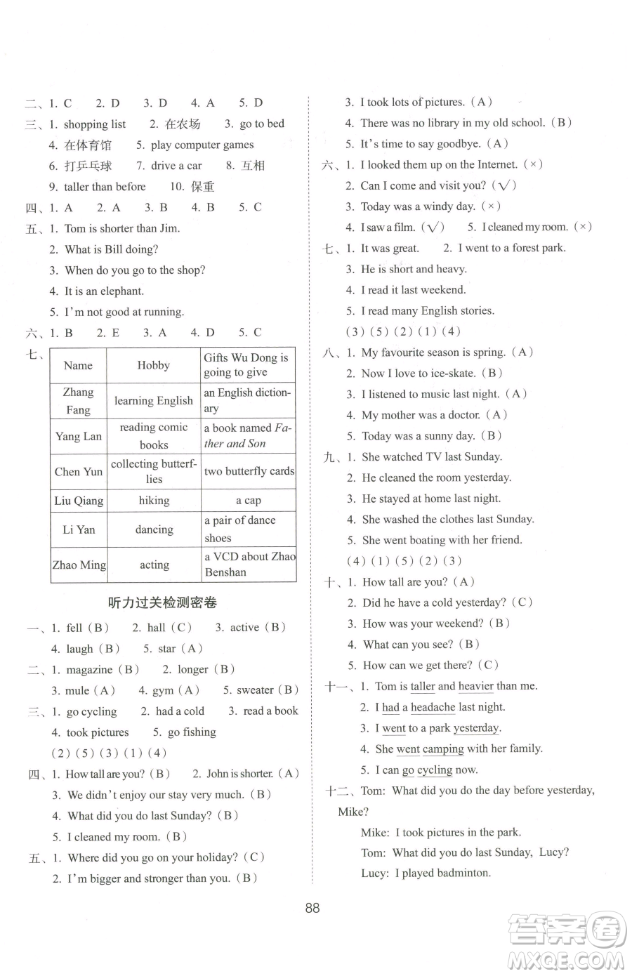 長春出版社2023期末沖刺100分完全試卷六年級下冊英語人教版參考答案