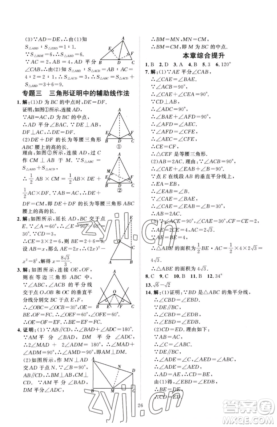 吉林教育出版社2023優(yōu)+學(xué)案課時(shí)通八年級(jí)下冊(cè)數(shù)學(xué)北師大版參考答案