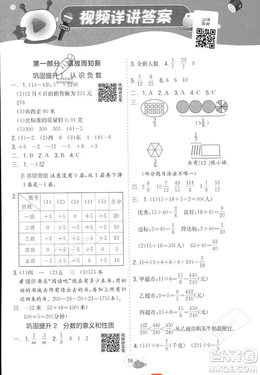 江蘇人民出版社2023實(shí)驗(yàn)班提優(yōu)訓(xùn)練暑假銜接五年級(jí)數(shù)學(xué)青島版參考答案