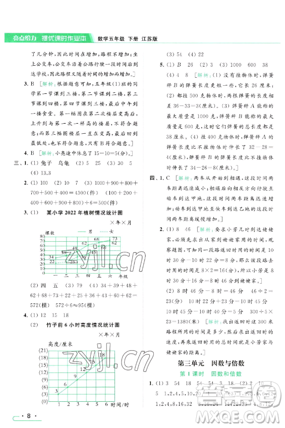 北京教育出版社2023亮點(diǎn)給力提優(yōu)課時(shí)作業(yè)本五年級(jí)下冊(cè)數(shù)學(xué)江蘇版參考答案