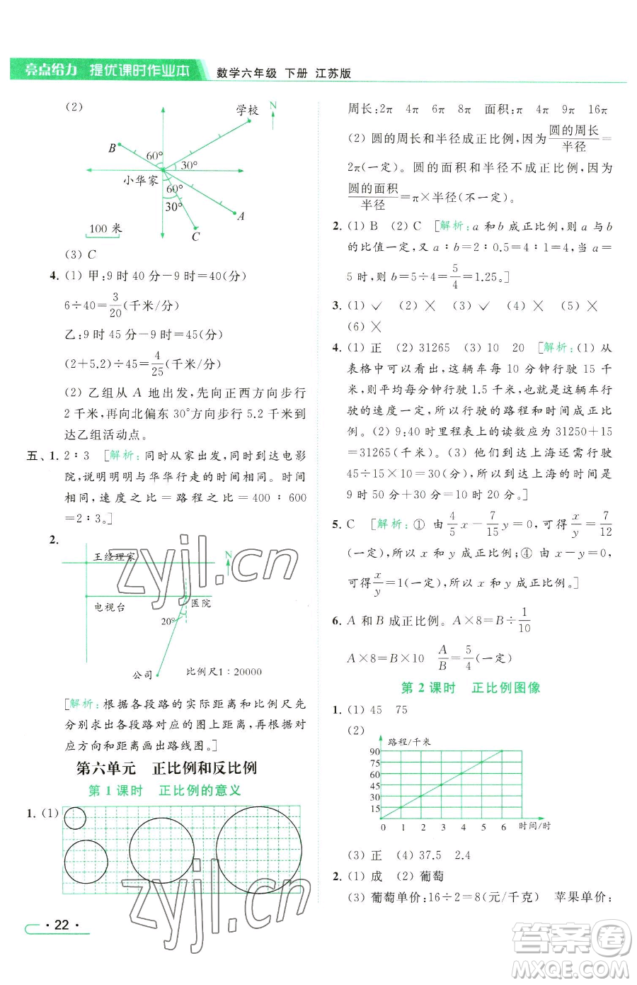 北京教育出版社2023亮點(diǎn)給力提優(yōu)課時(shí)作業(yè)本六年級(jí)下冊(cè)數(shù)學(xué)江蘇版參考答案