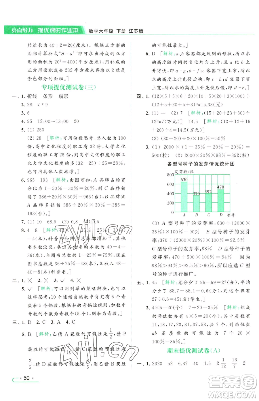 北京教育出版社2023亮點(diǎn)給力提優(yōu)課時(shí)作業(yè)本六年級(jí)下冊(cè)數(shù)學(xué)江蘇版參考答案