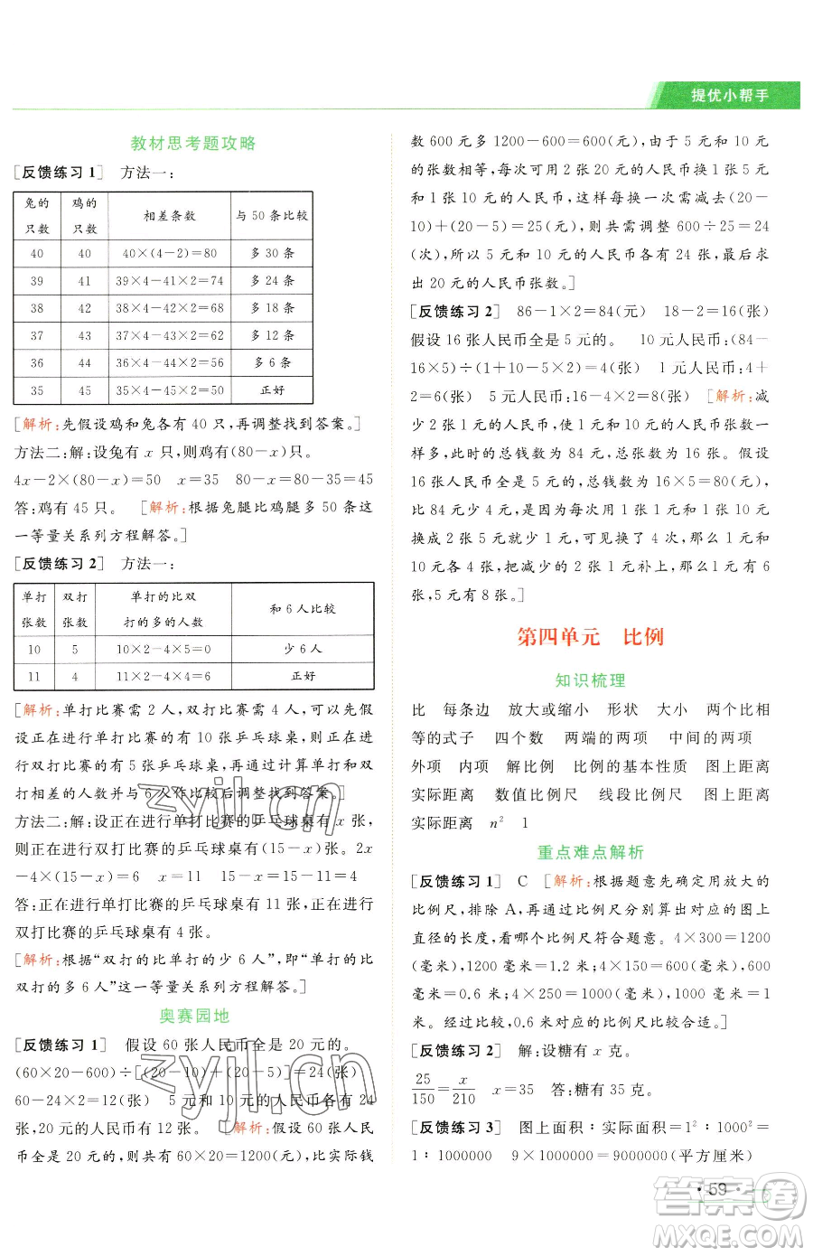 北京教育出版社2023亮點(diǎn)給力提優(yōu)課時(shí)作業(yè)本六年級(jí)下冊(cè)數(shù)學(xué)江蘇版參考答案