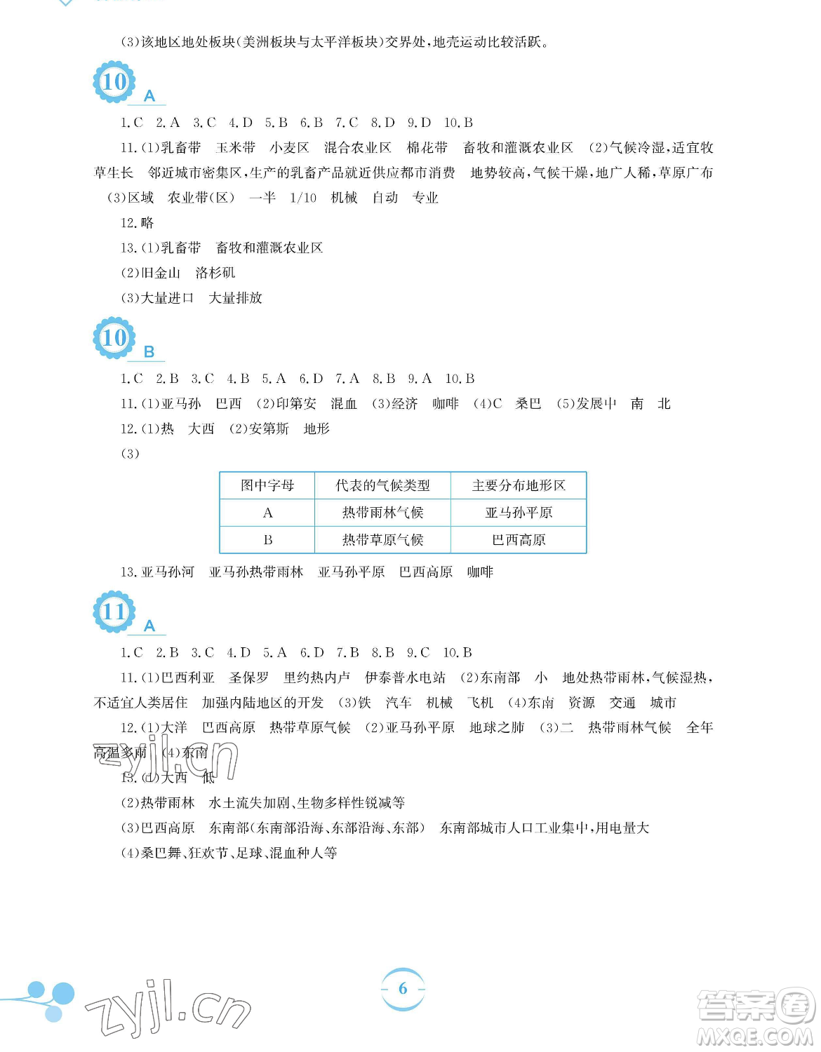 安徽教育出版社2023暑假作業(yè)七年級(jí)地理商務(wù)星球版參考答案