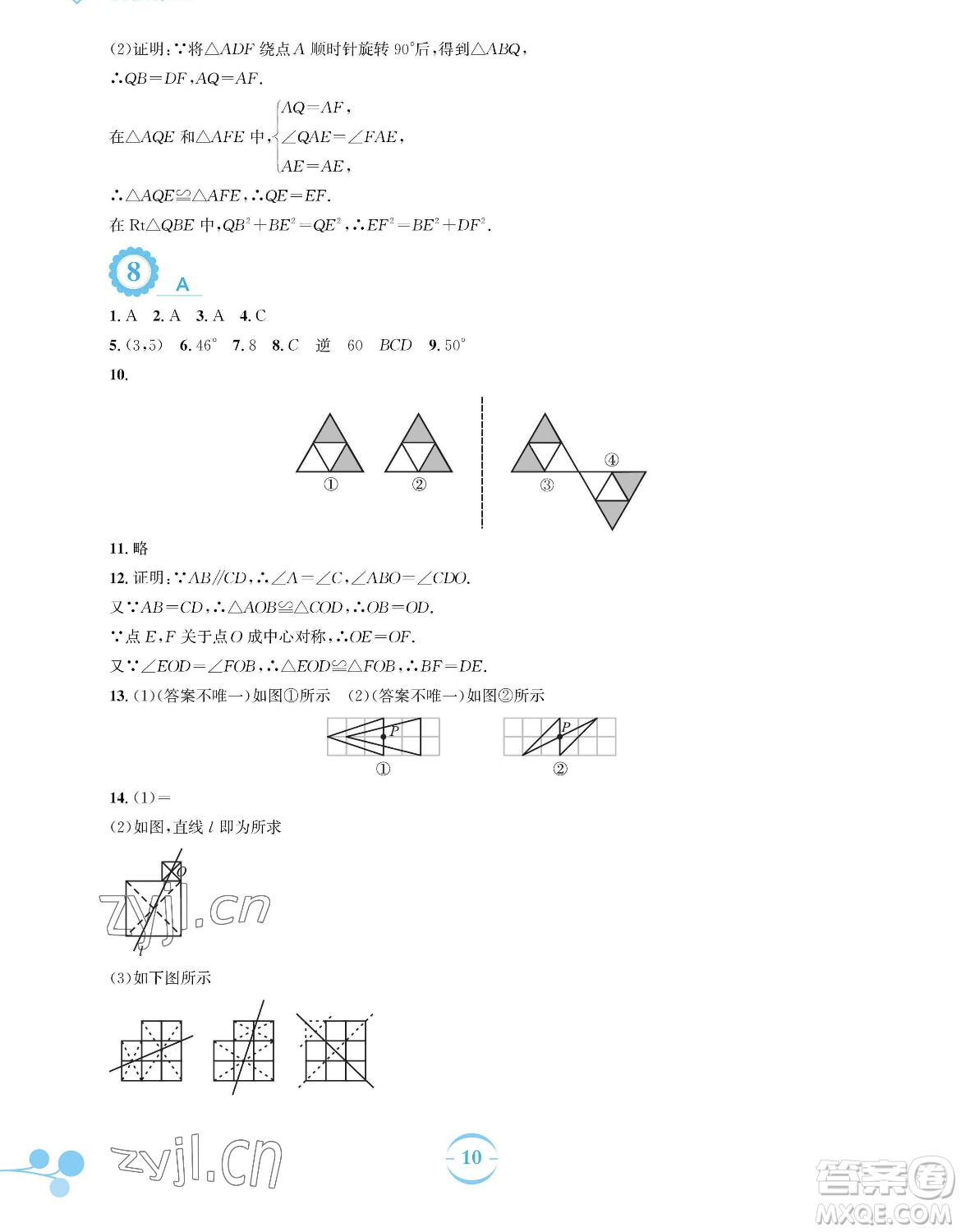 安徽教育出版社2023暑假作業(yè)八年級數(shù)學(xué)北師大版參考答案