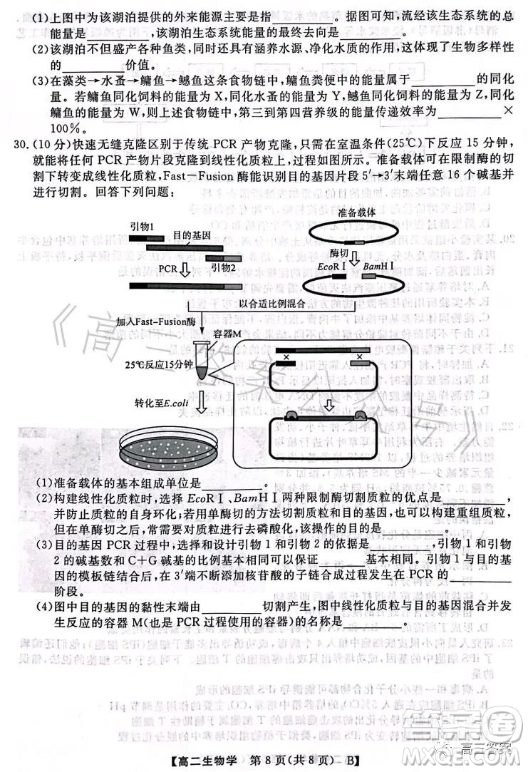 2023年春季學(xué)期高二年級7月質(zhì)量檢測生物試卷答案