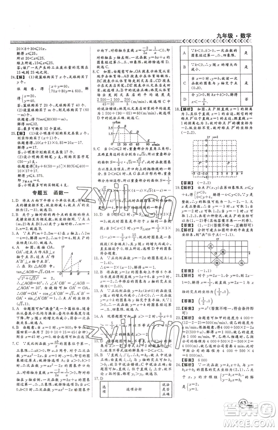 云南大學(xué)出版社2023假期沖冠九年級(jí)數(shù)學(xué)人教版參考答案