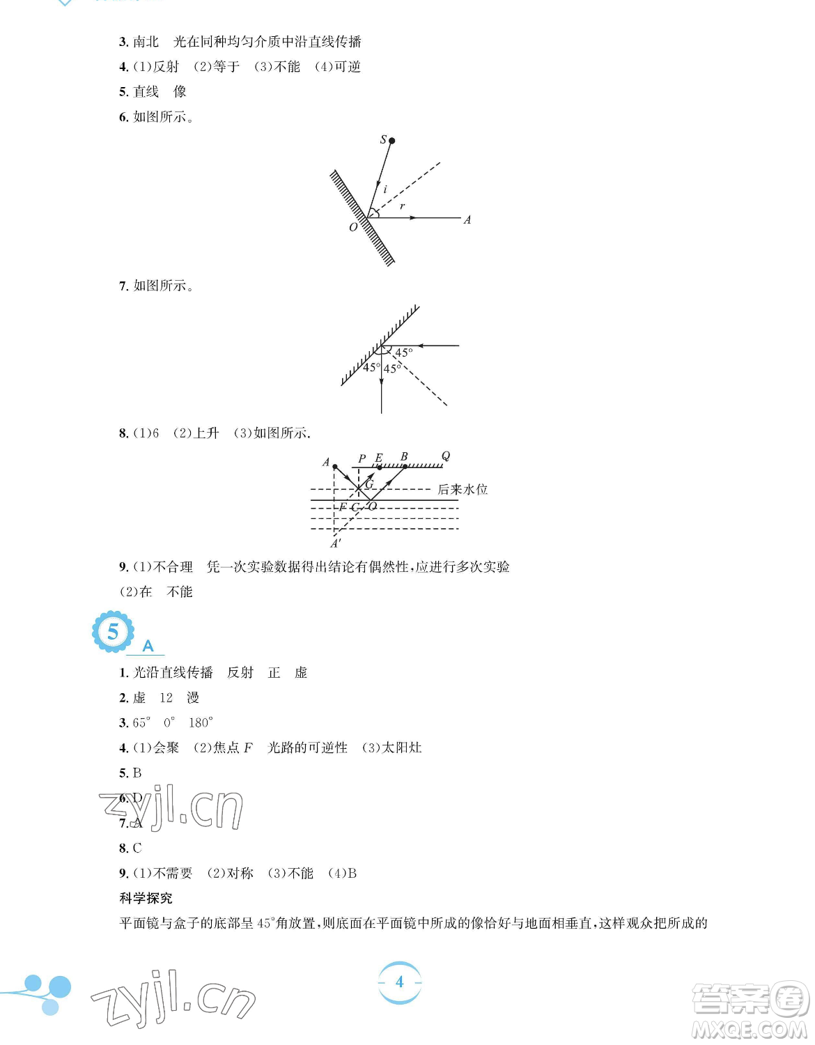 安徽教育出版社2023暑假作業(yè)八年級物理通用版S參考答案