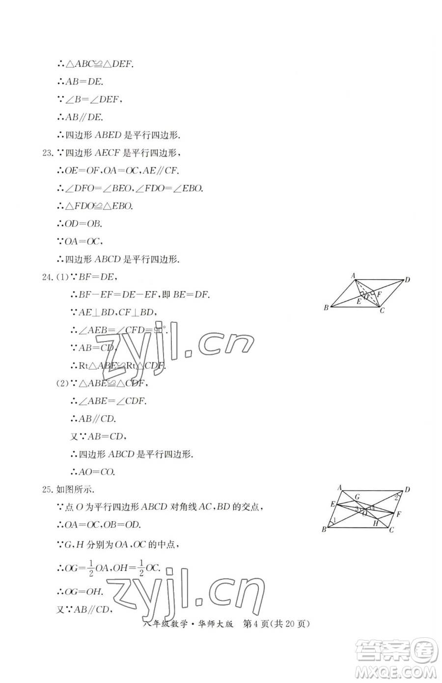 延邊教育出版社2023暑假作業(yè)八年級合訂本華師大版河南專版參考答案