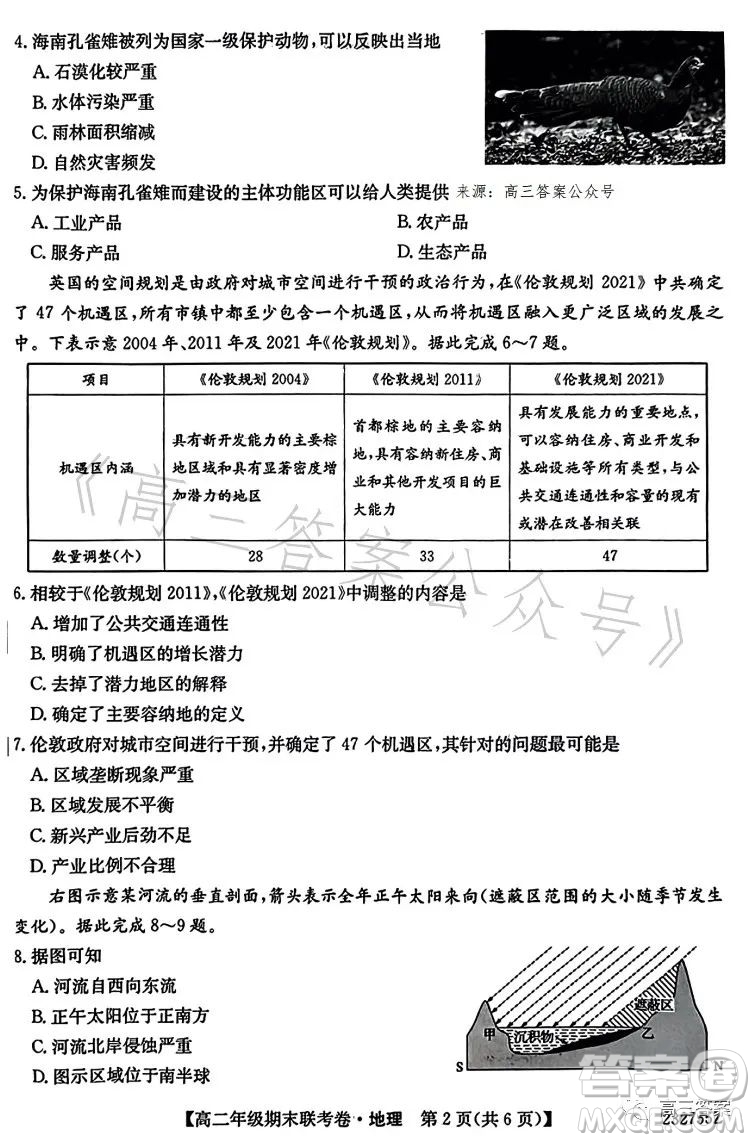 遼寧2023高二下學(xué)期期末聯(lián)考卷232755Z地理試卷答案