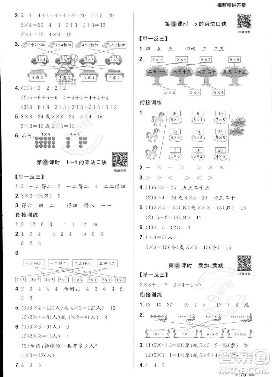 江西教育出版社2023陽光同學(xué)暑假銜接1升2數(shù)學(xué)蘇教版答案