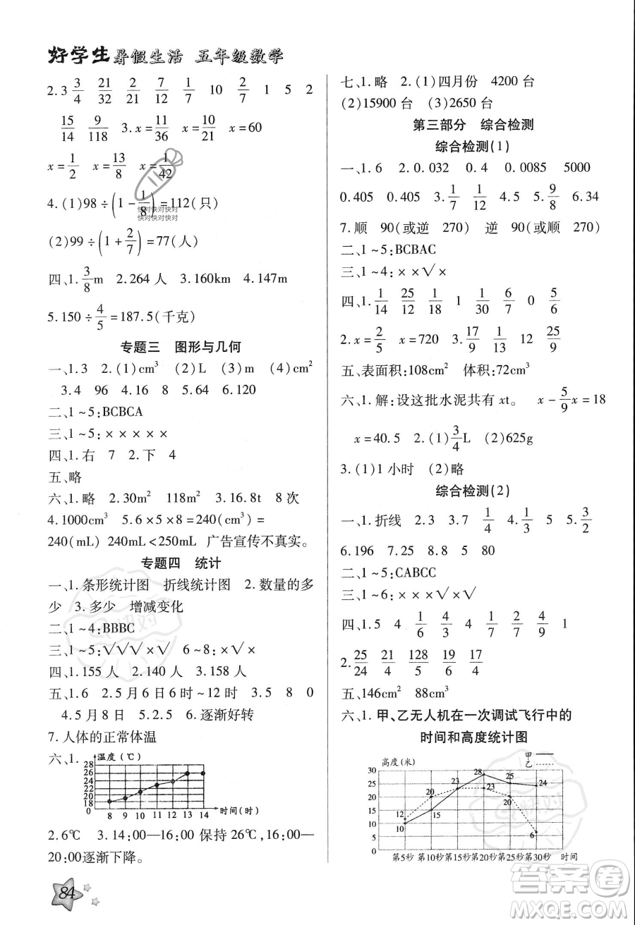 河北美術(shù)出版社2023年好學(xué)生暑假生活五年級(jí)數(shù)學(xué)冀教版答案