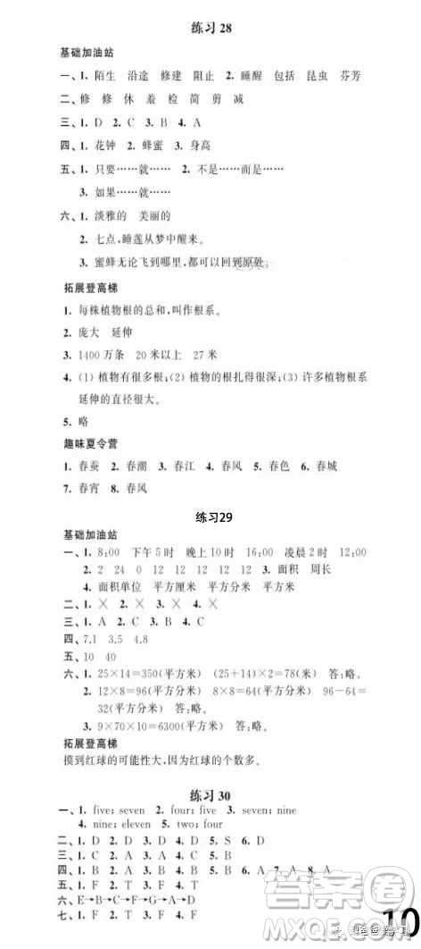 江蘇鳳凰科學技術(shù)出版社2023年快樂假期暑假作業(yè)三年級語文數(shù)學英語答案