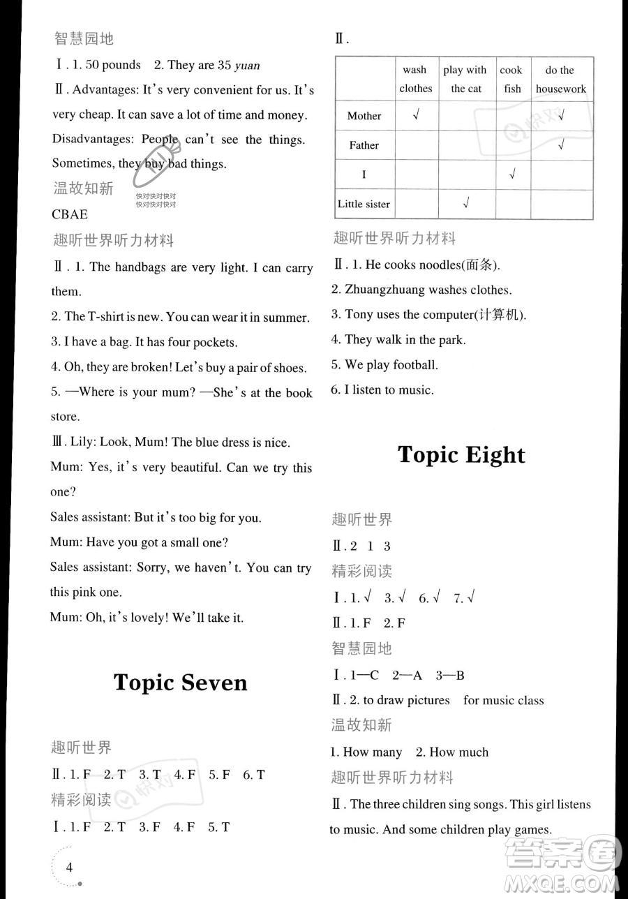 遼寧師范大學(xué)出版社2023年暑假樂園四年級(jí)英語通用版答案