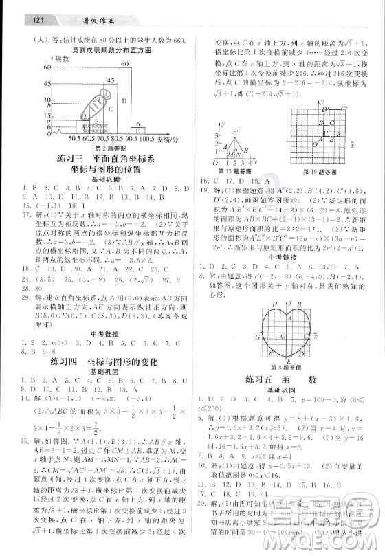 河北美術(shù)出版社2023年暑假作業(yè)八年級(jí)數(shù)學(xué)冀教版答案