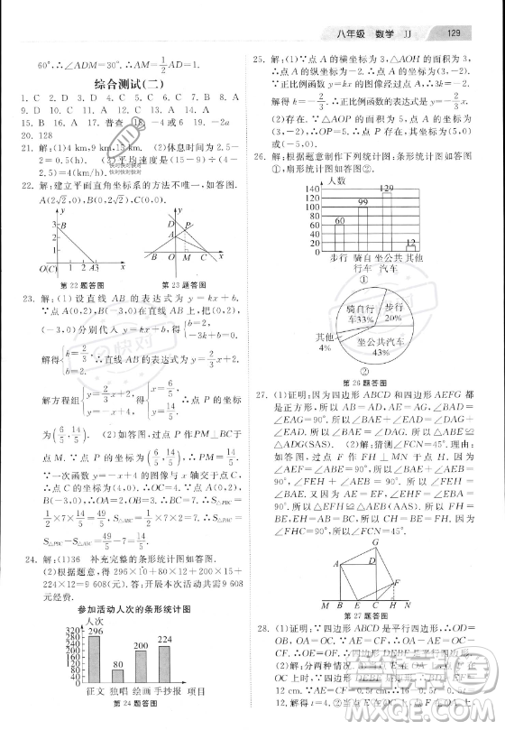 河北美術(shù)出版社2023年暑假作業(yè)八年級(jí)數(shù)學(xué)冀教版答案