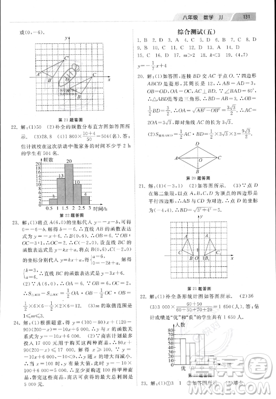 河北美術(shù)出版社2023年暑假作業(yè)八年級(jí)數(shù)學(xué)冀教版答案