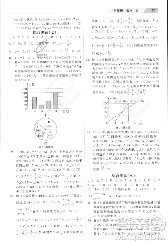 河北美術(shù)出版社2023年暑假作業(yè)八年級(jí)數(shù)學(xué)冀教版答案