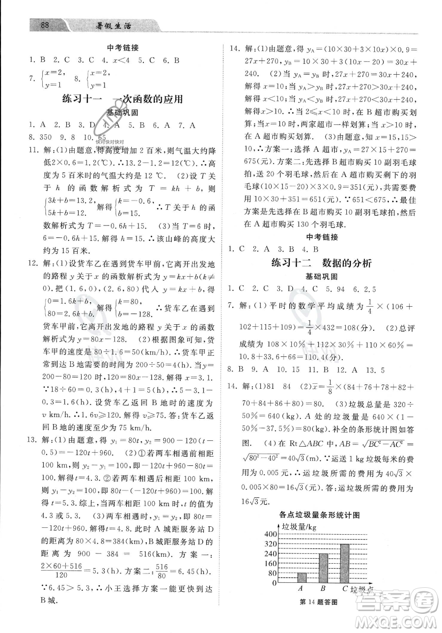 河北美術(shù)出版社2023年暑假生活八年級數(shù)學(xué)通用版答案